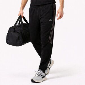 Adidas Mens XL Black Athletic Pants – Drawstring Waist, Zip Pockets, Ankle Zips